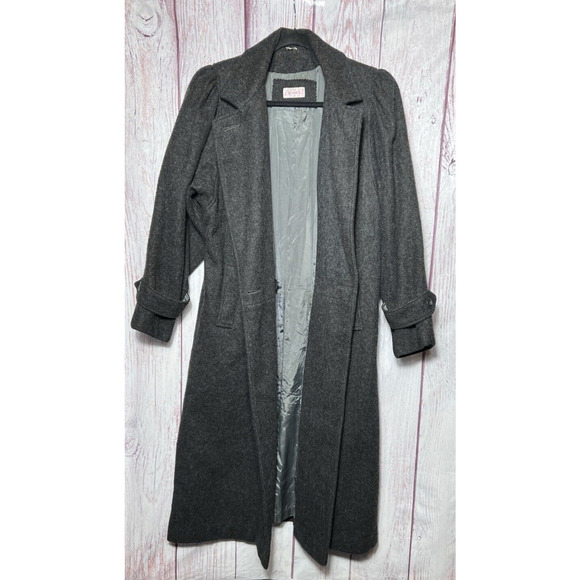 Lerner! Women’s Long Virgin Wool Trench Pea Coat Double Breasted Gray Size 5/6 - Picture 3 of 11